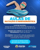 A partir do dia 18 de março começam as inscrições para as aulas de Natação e Hidroginástica. 🏊🏻💦