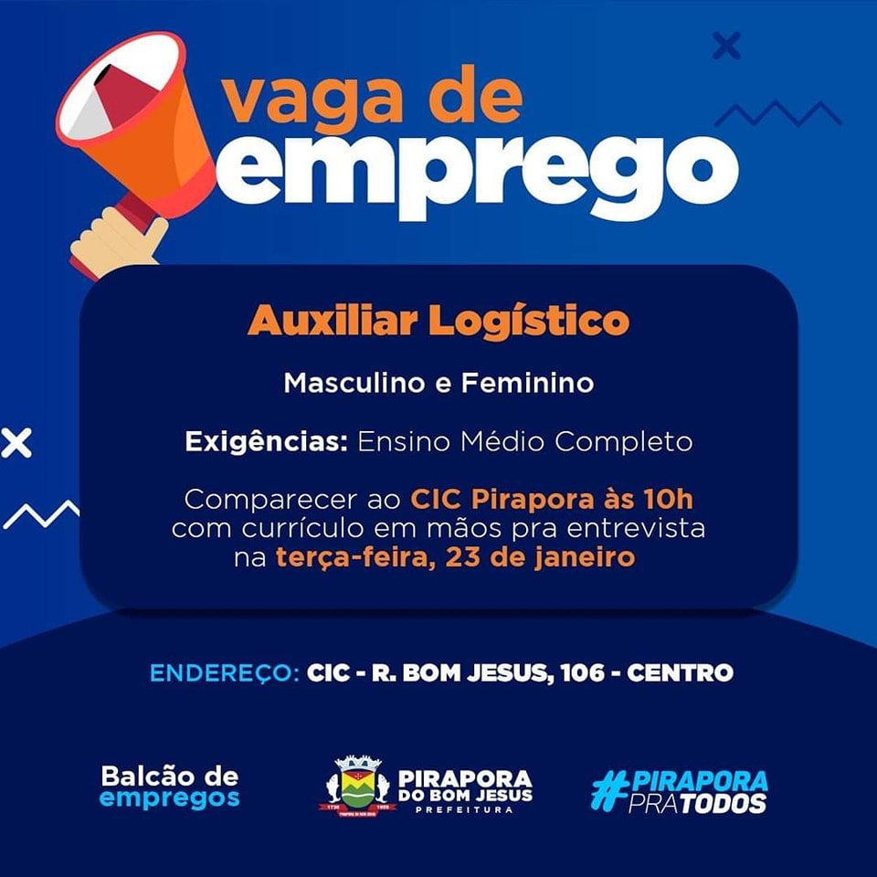 Balcão de Empregos de Pirapora está com vaga aberta