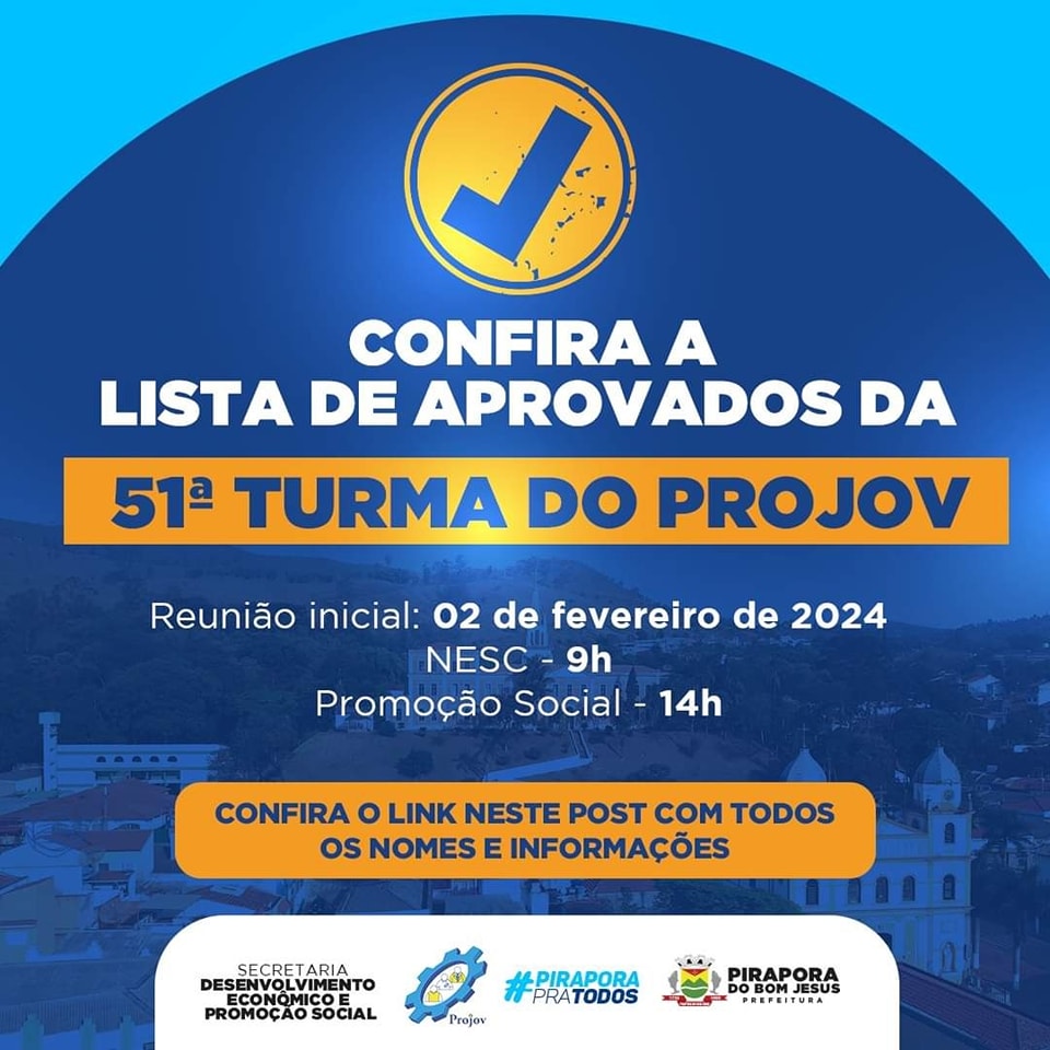 Listas de aprovados para a 51ª turma do PROJOV