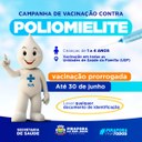 ÚLTIMA SEMANA 💉 A Campanha de Vacinação contra a Poliomielite (paralisia infantil) vai até próximo domingo (30). 