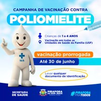 ÚLTIMA SEMANA 💉 A Campanha de Vacinação contra a Poliomielite (paralisia infantil) vai até próximo domingo (30). 